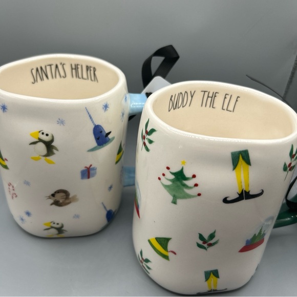 Rae Dunn BUDDY THE ELF And SANTA’S HELPER Whimsical ELF ICON Mug SET NEW - Picture 2 of 4